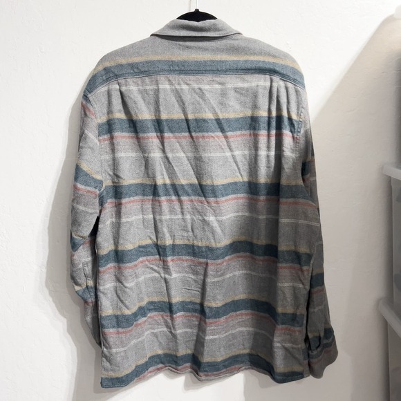 L.L. Bean Flannel Striped Button Down Shirt Shirt Slightly Fitted Large Grey - Picture 4 of 4